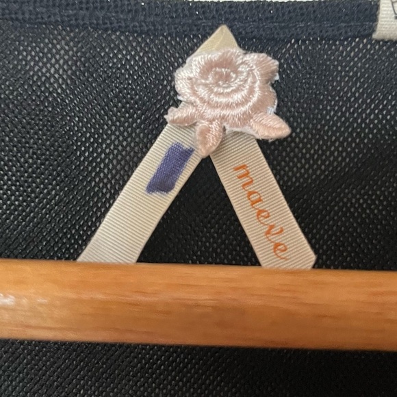 Maeve Black Nylon Front Tie Low Cut Long Sleeve Top PP - Picture 4 of 5